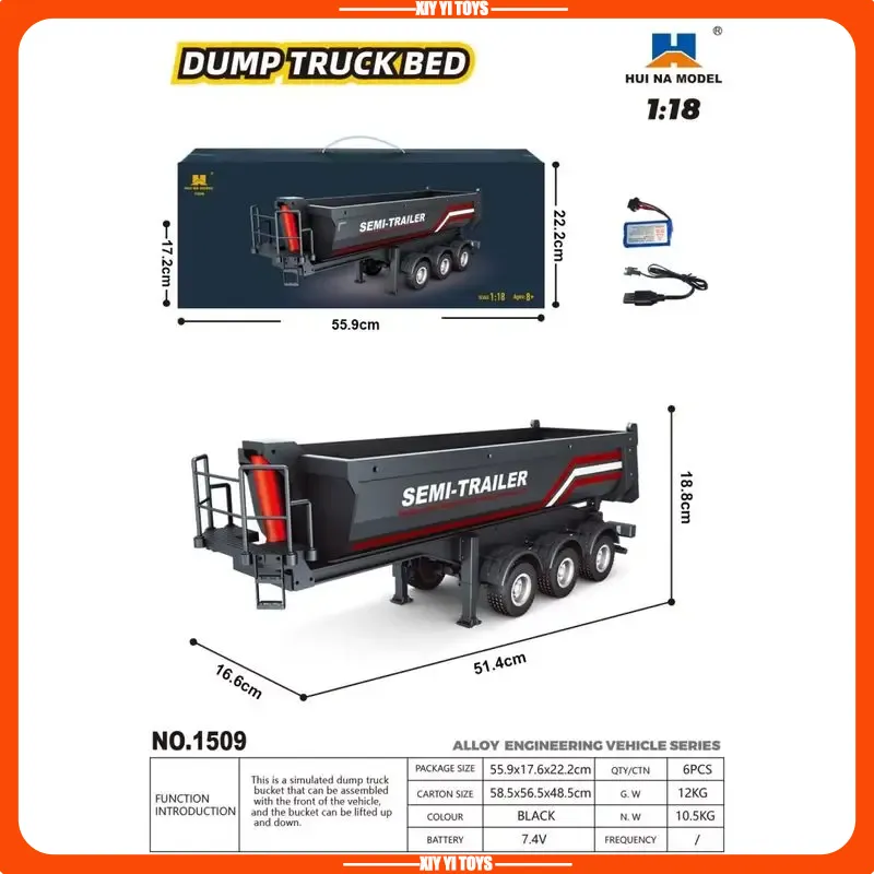 Dump Truck Toy - Huina 1/18 1509 Rc Semi Dump