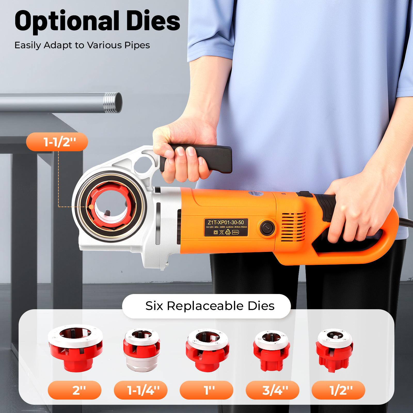 Pipe Threading Machine - 2300W Electric Pipe Threading Machine with