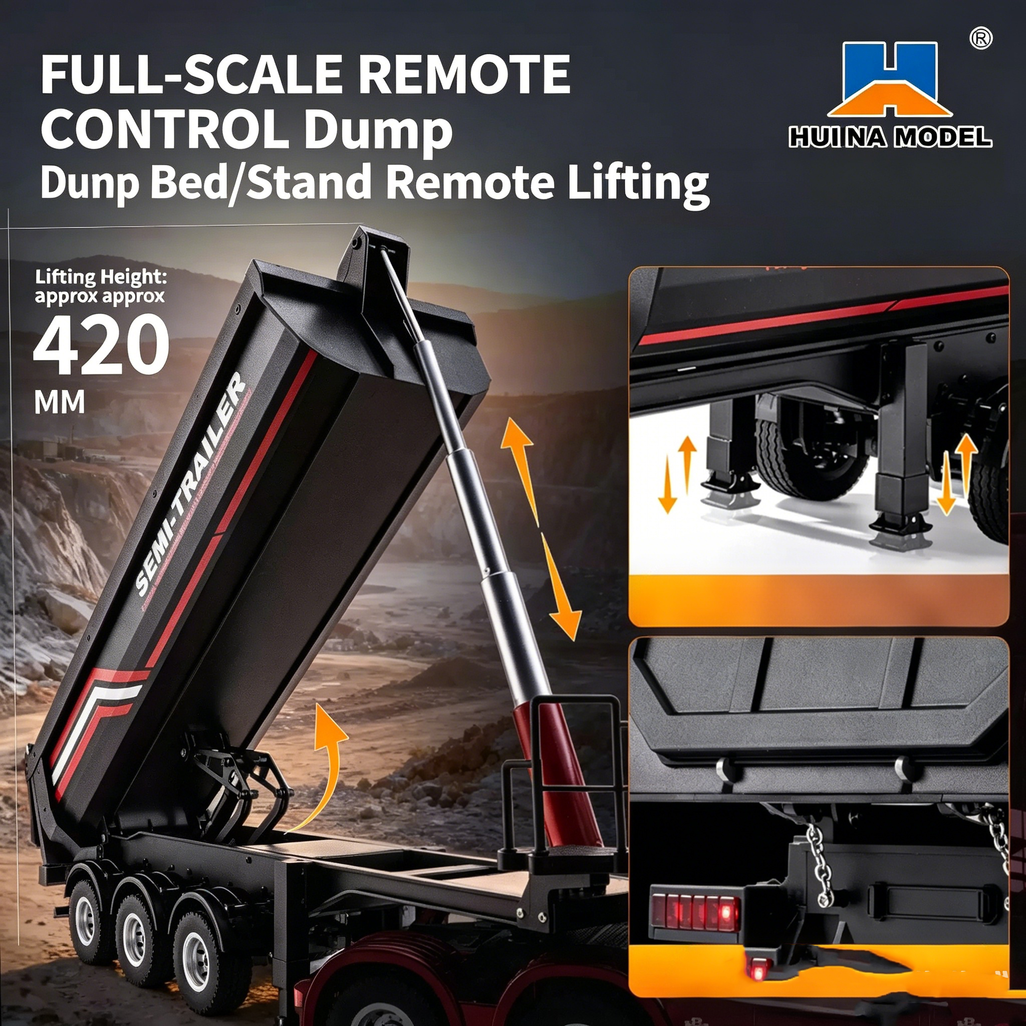 HUINA 1509 1/18 19CH Semi-trai - Dump Truck Toy ulasan dan harga